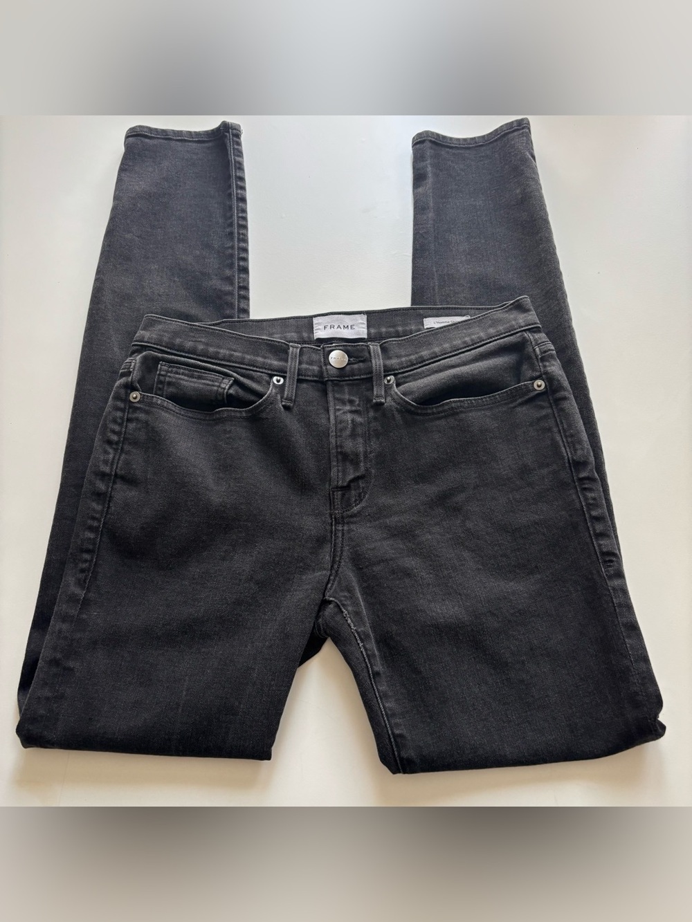 Frame L’homme skinny jeans 29 noir black faded emo grunge goth edgy hipster twee